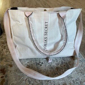 Victoria's Secret Light Pink Striped Tote Bag